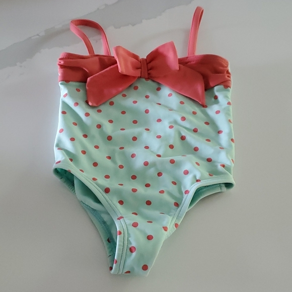 Baby Gap 2T One Piece Bathing Suit Polka Dots Bow - Picture 1 of 5